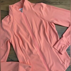 EUC Athleta Salutation zip up Jacket Coral pink XS buttery soft gorgeous